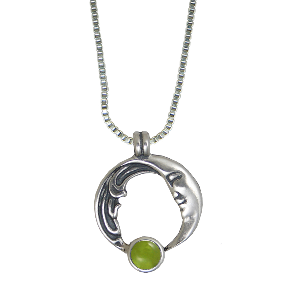 Sterling Silver Moon And Tides Pendant With Peridot